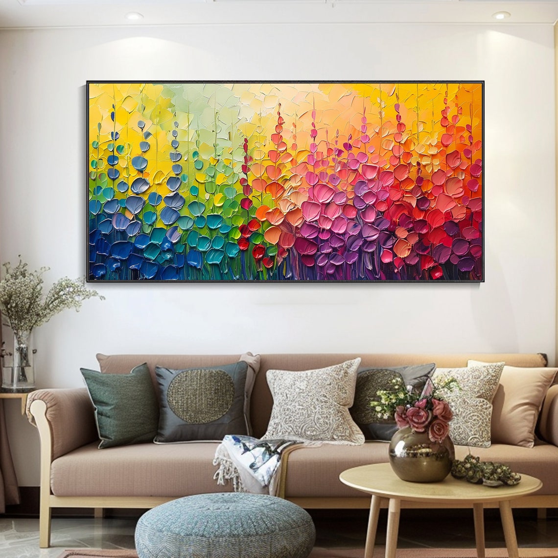 Rainbow Gradient Petal Mosaic Colorful Abstract Garden Art Print - Image 5