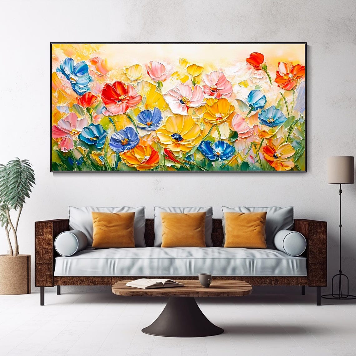 Colorful Poppy Wildflower Field Textured Floral Garden Art Poster - Image 5