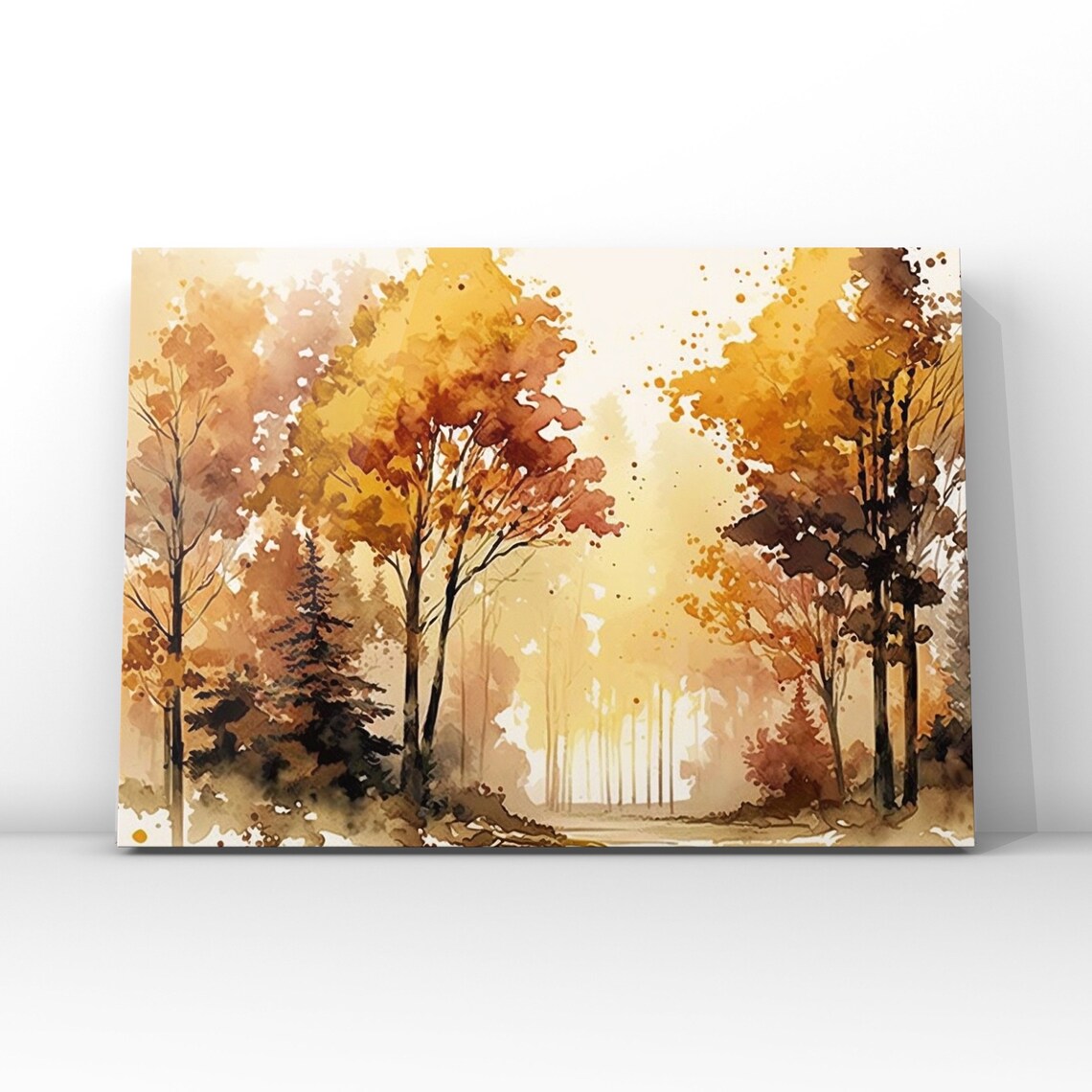 Watercolor Forest Sleek Design Fall Wall Art