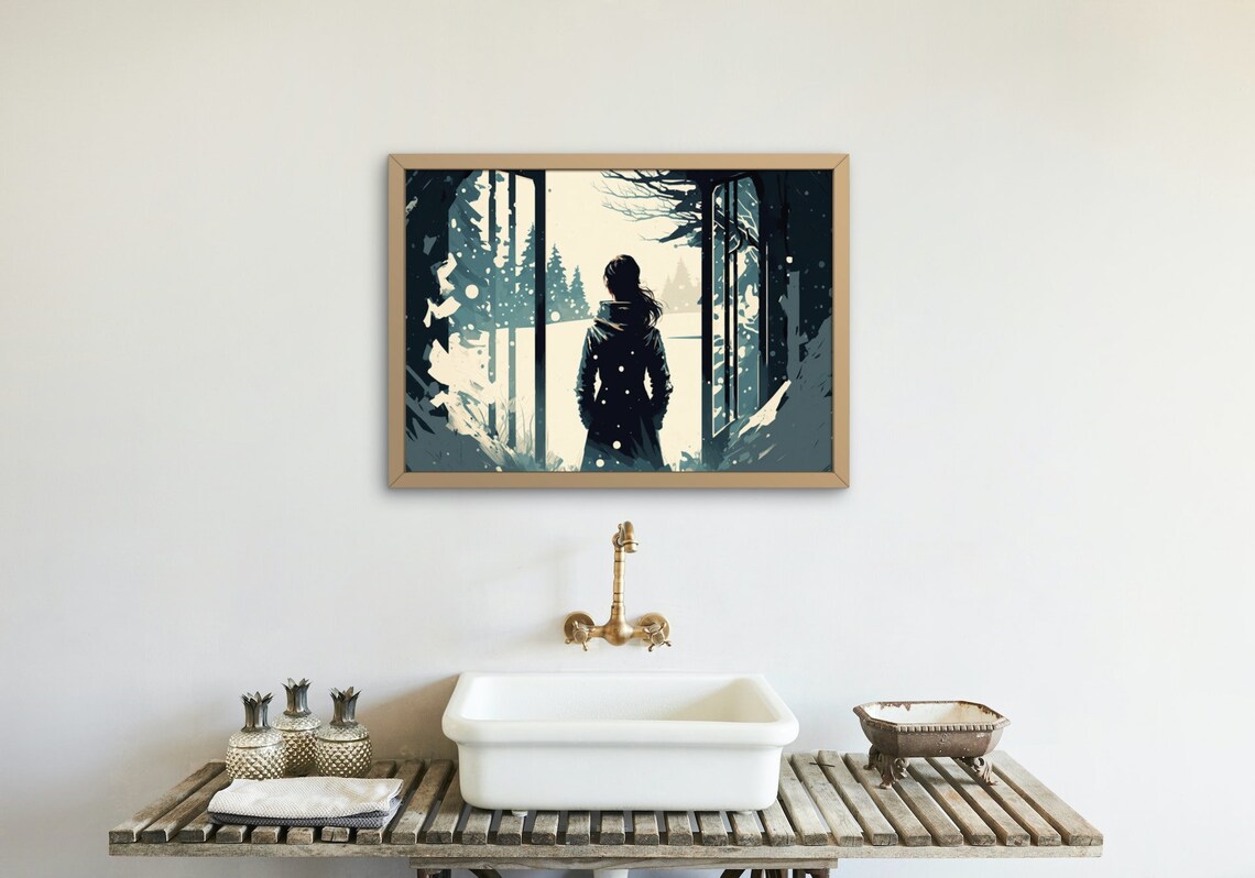 Snowfall In The Forest, Winter Landscape Art Print - Image 3