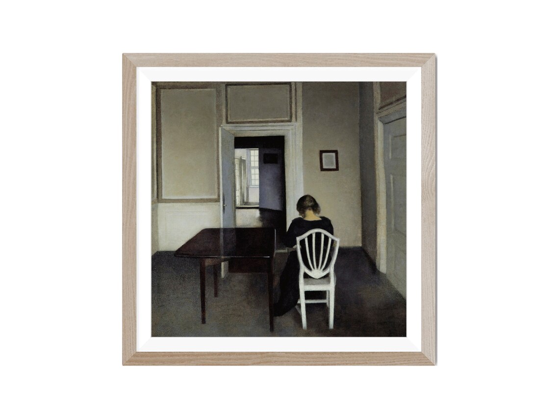 Hammershoi Sunlit Interior Doorways Seated Woman Oil Painting Print - Image 3