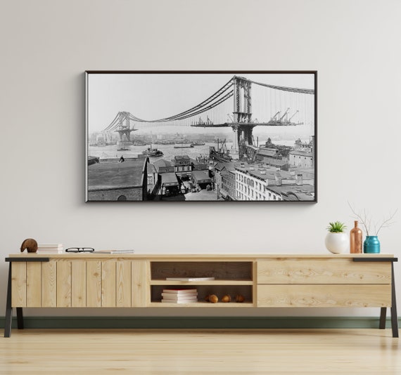 Frame Tv Art File Manhattan Bridge Construction 1909 Vintage Photos Frame Tv Art Tv Art Art