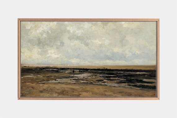 Villerville Beach Normandy Coastal Impressionist Painting Vintage Art Poster
