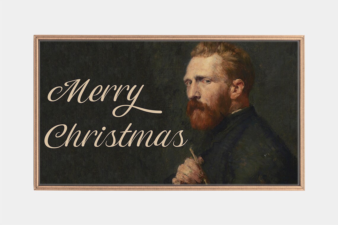 Vincent Van Gogh Self Portrait Merry Christmas Holiday Wall Art
