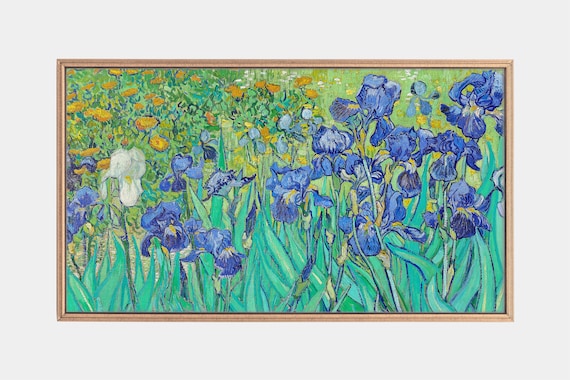 Van Gogh Irises Blue Floral Garden Famous Oil Painting Masterpiece Wall Art