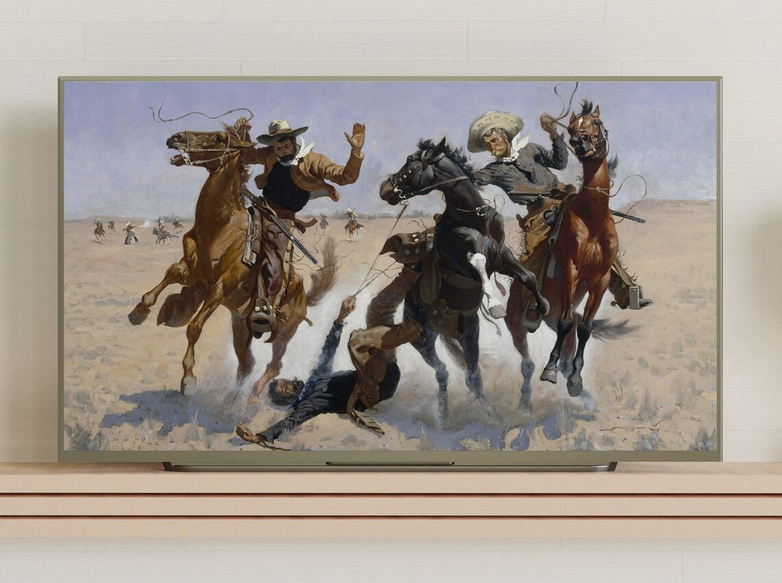 Vintage Western Cowboys and Horses Art Print - Image 3