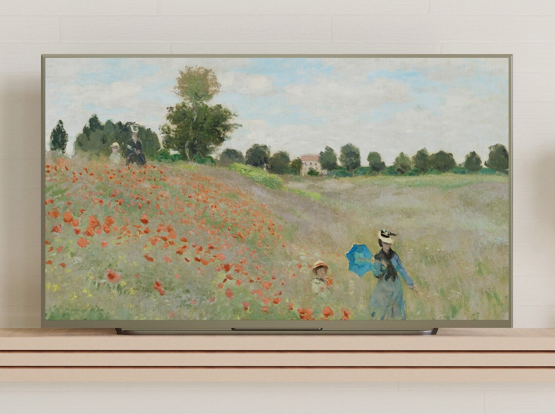 Claude Monet Papaver Fields Vintage Landscape Art Print - Image 3