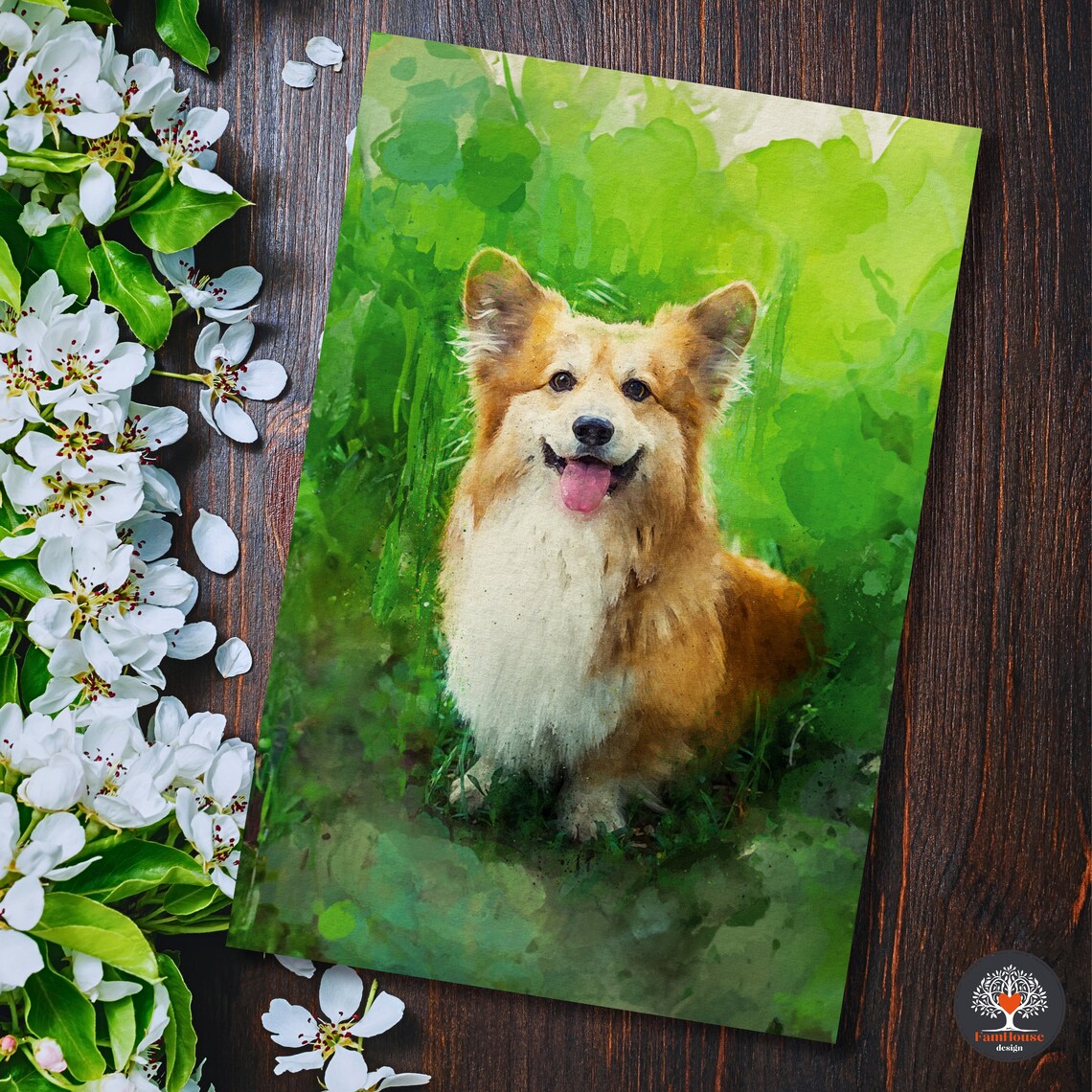 Custom Pet Watercolor Portrait, Personalized Pet Art Print