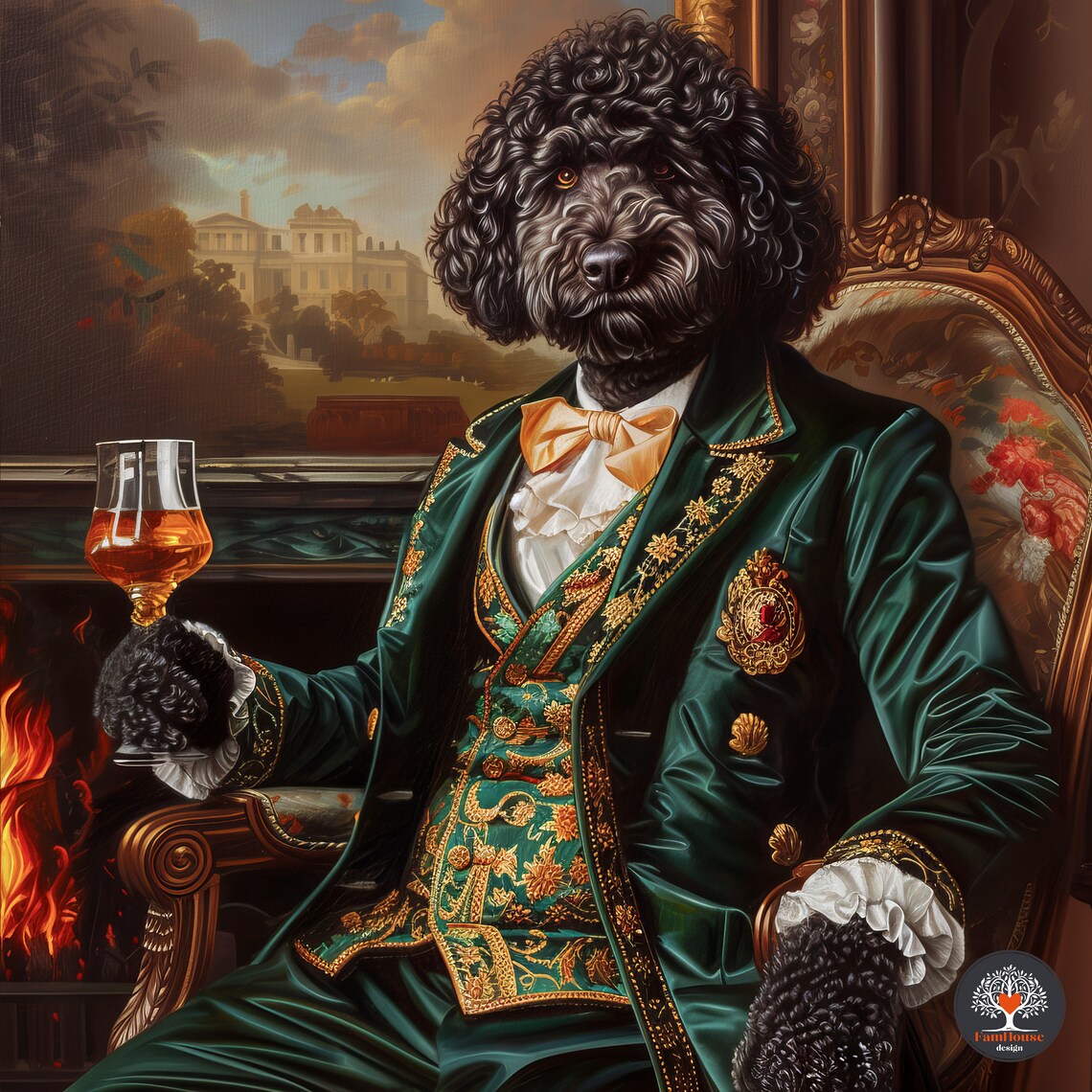 Black Doodle Victorian Dog Portrait, Humor Art Print - Image 4