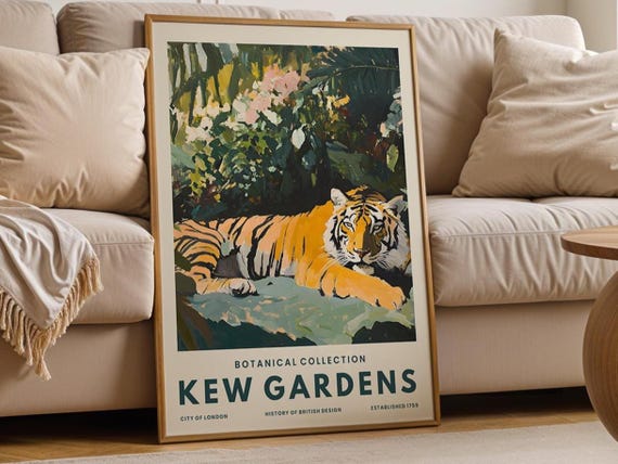 Tiger Jungle Print Exotic Wildlife Art Maximalist Home Decor
