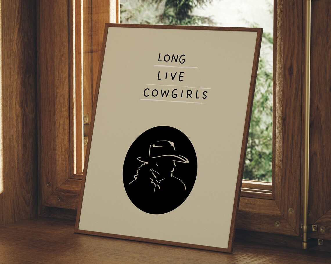 Long Live Cowgirls Black Silhouette Vintage Western Quote Poster - Image 4