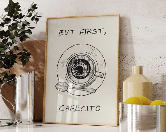 Spanish Coffee Art Print Cafecito Poster Spanish Kitchen Decor Minimalist Trendy Coffee Wall Art Cafecito Print 1 Print