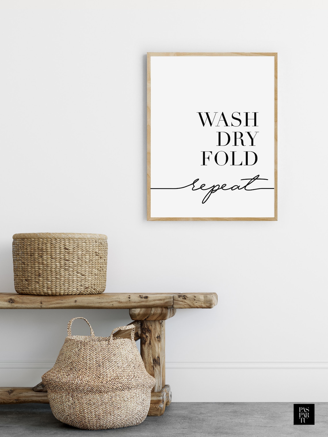 Wash Dry Fold Repeat Modern Laundry Room Art Print - Image 2