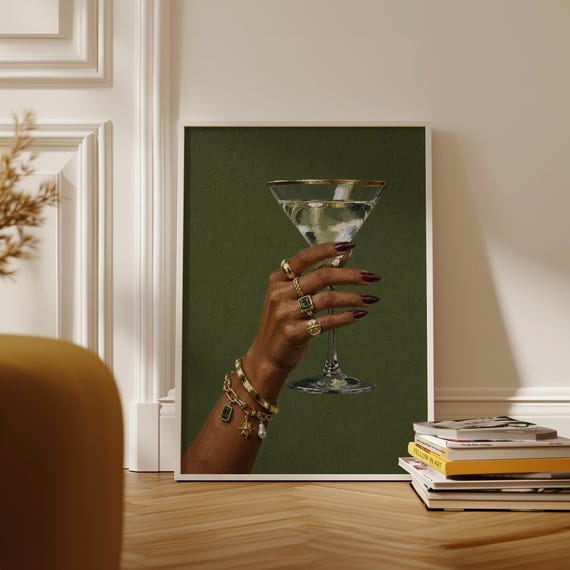 Martini Glass Wall Art Print Luxury Cocktail Decor