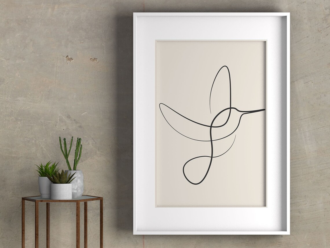Hummingbird One Line Art, Minimalist Bird Art Print - Image 3
