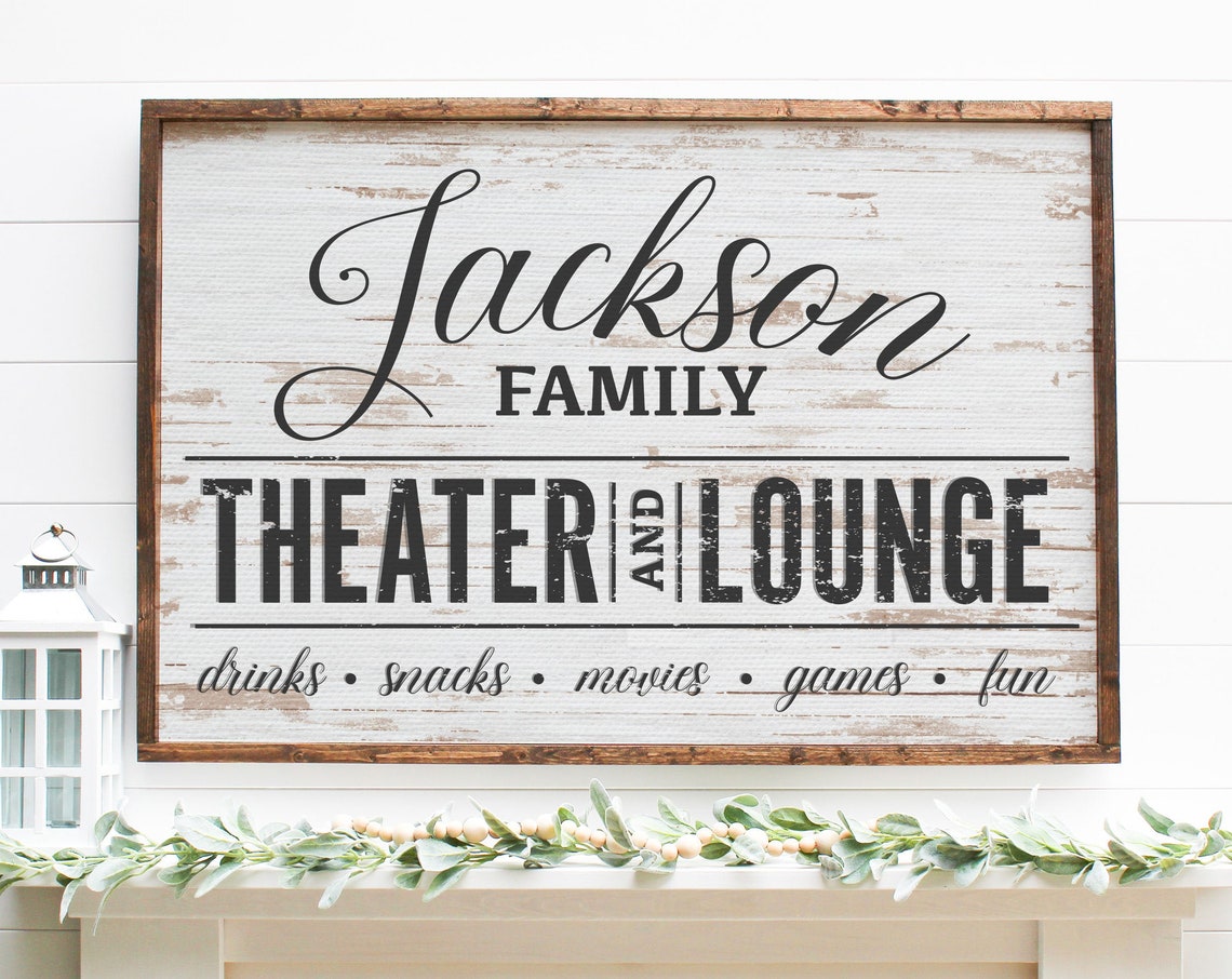 Personalized Family Theater and Lounge Home Cinema Sign Poster