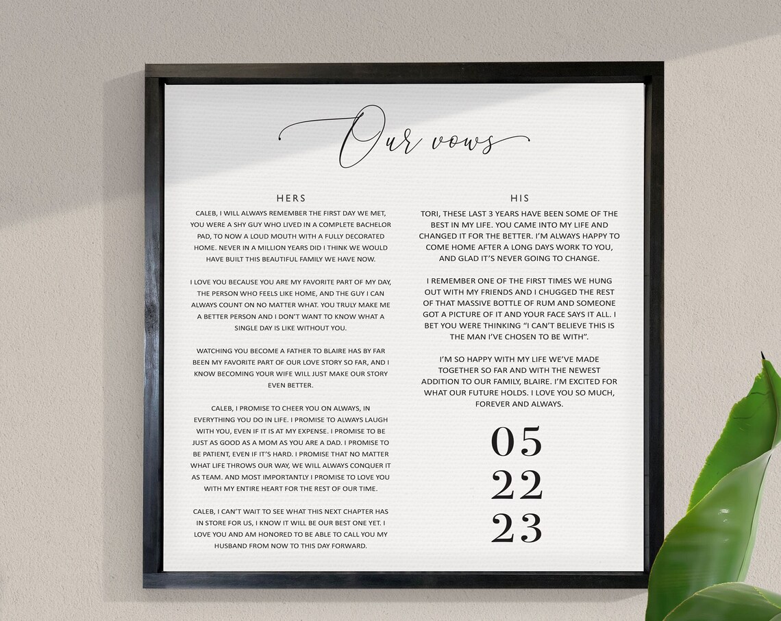Our Vows Custom Wedding Print, Anniversary Gift