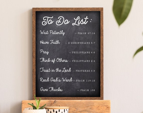 Bible Verse To Do List Church Signs Faux Chalkboard Background Printed On Framed Farmhouse Signs Inspirational Motivational