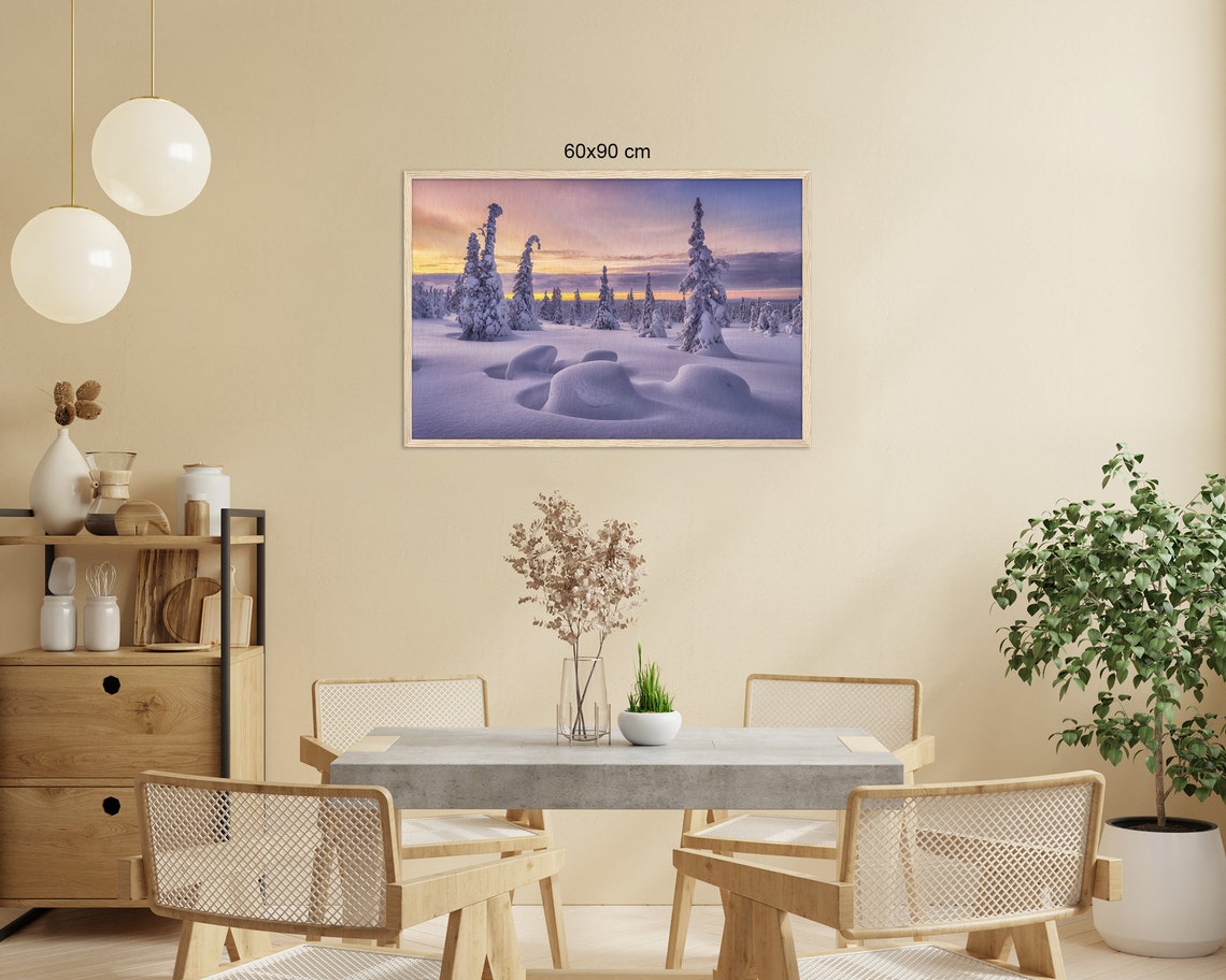Finland Winter Wonderland Snowy Spruces Colorful Sunset Sky Poster - Image 2