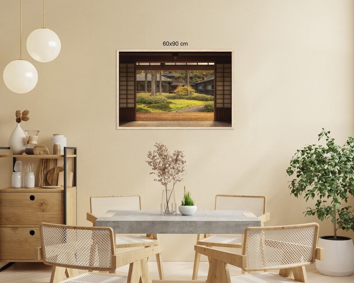 Japan Temple Courtyard Open Sliding Doors Garden View Zen Poster - Image 2
