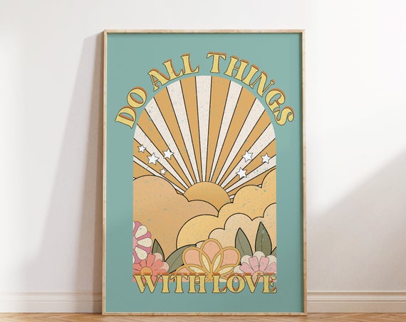 Cute Print Wall Art Retro Wall Art Inspirational Print Wall Decor Hippie Decor Trendy Poster Housewarming Gift