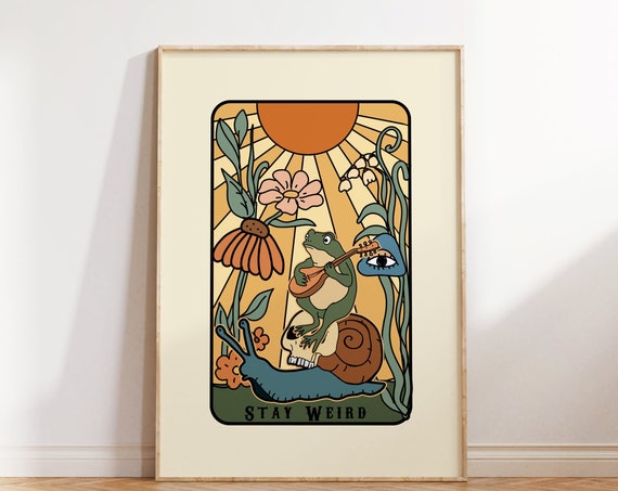 Groovy Frog Retro Quote Wall Art Print