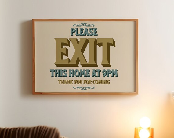 Exit Retro Hallway Typography, Mid-Century Wall Art Print