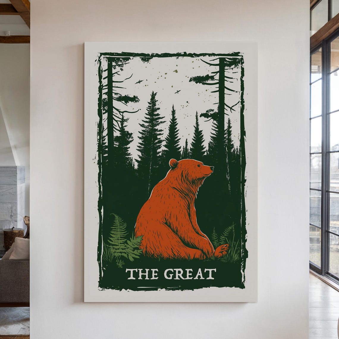 The Great Bear Bold Forest Illustration With Majestic Natureinspired Canvas Art