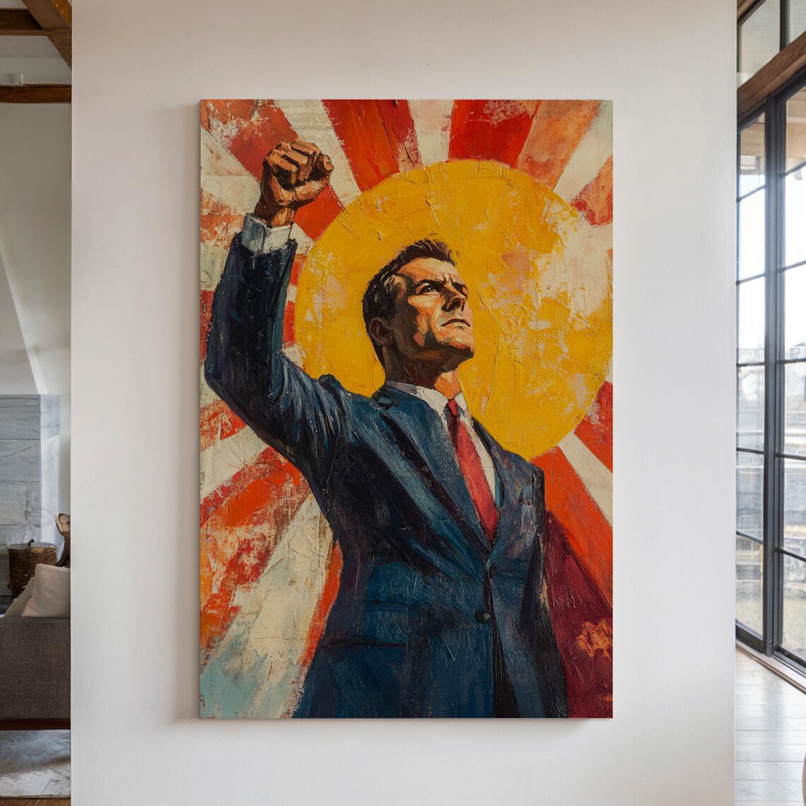 Inspirational Leader Art Raised Fist Bold Sunburst Motivational Poster - Image 7