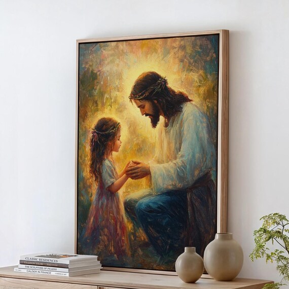 Jesus Kneeling With A Child, Christian Art