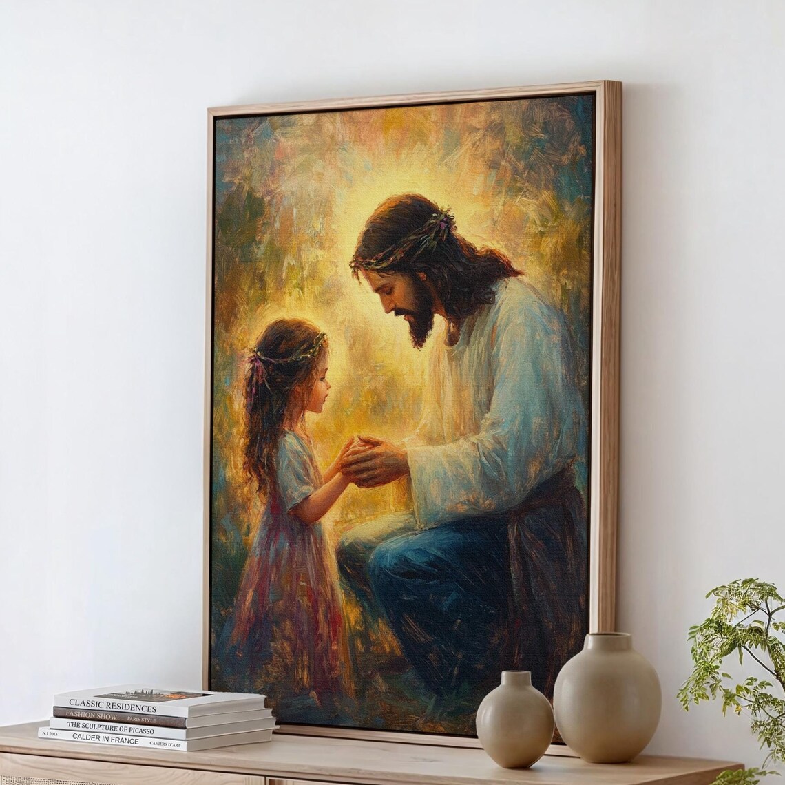 Jesus Kneeling With A Child, Christian Art