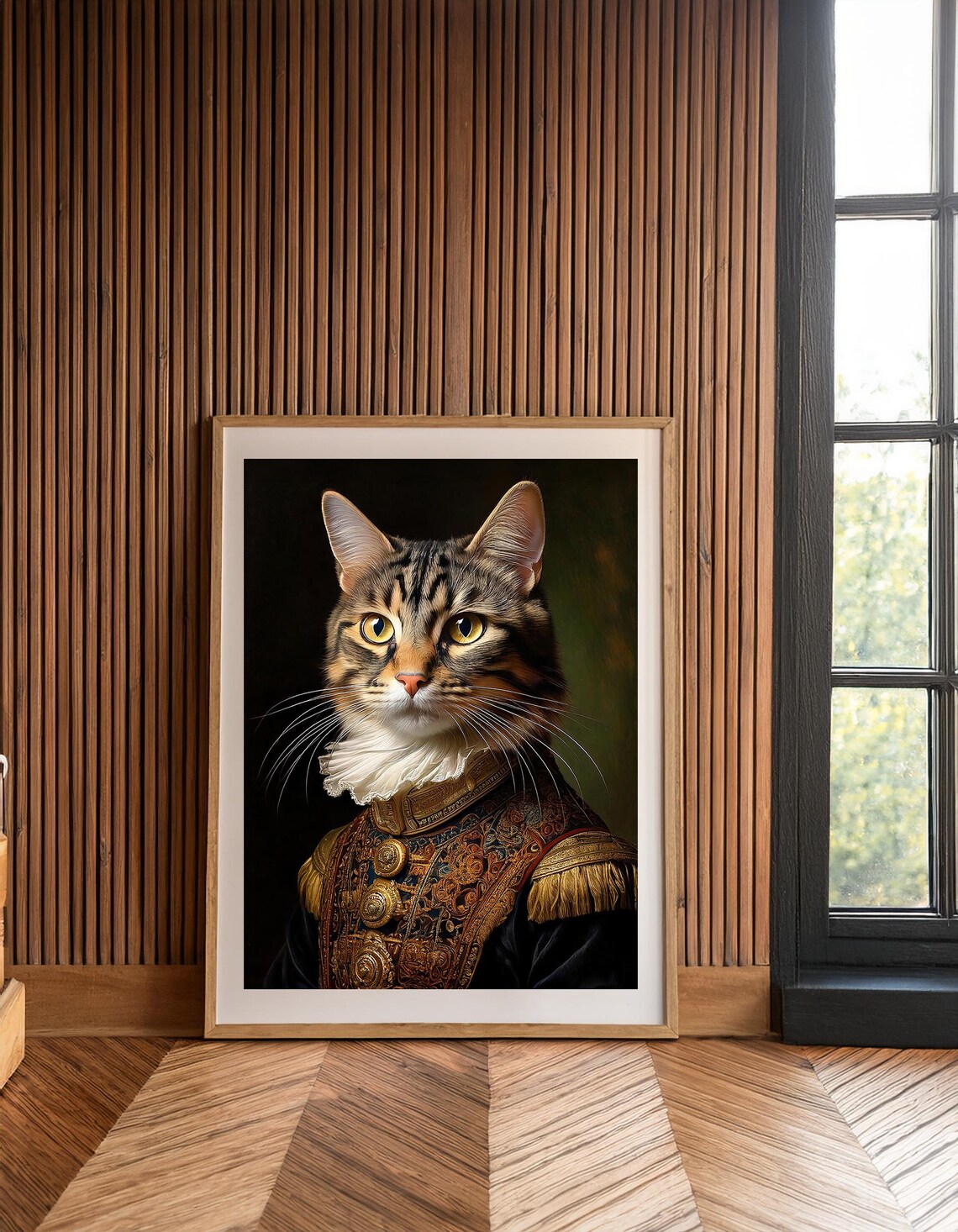 Victorian Cat Portrait Tabby Military Costume Regal Funny Cat Wall Art Poster - Image 4