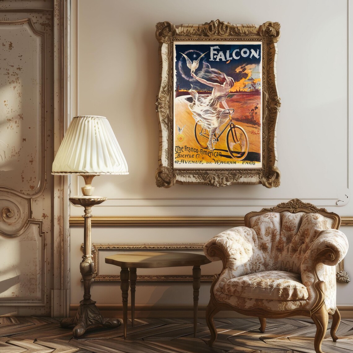 Falcon Bicycle Vintage Parisian Advertising Poster Woman Cycling - Image 2