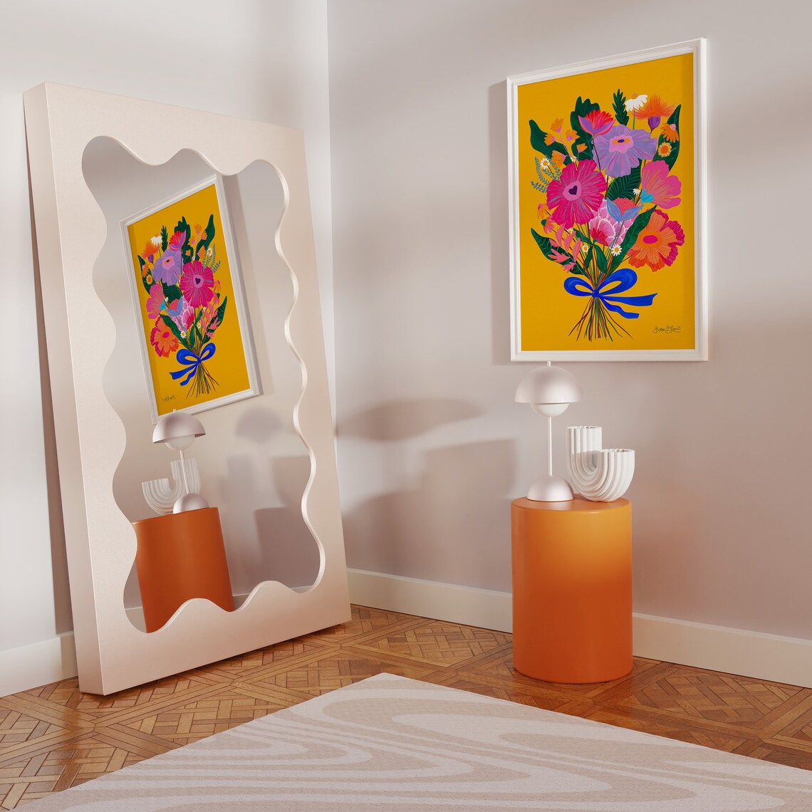 Eclectic Floral Art Print, Maximalist Pink Bouquet - Image 2