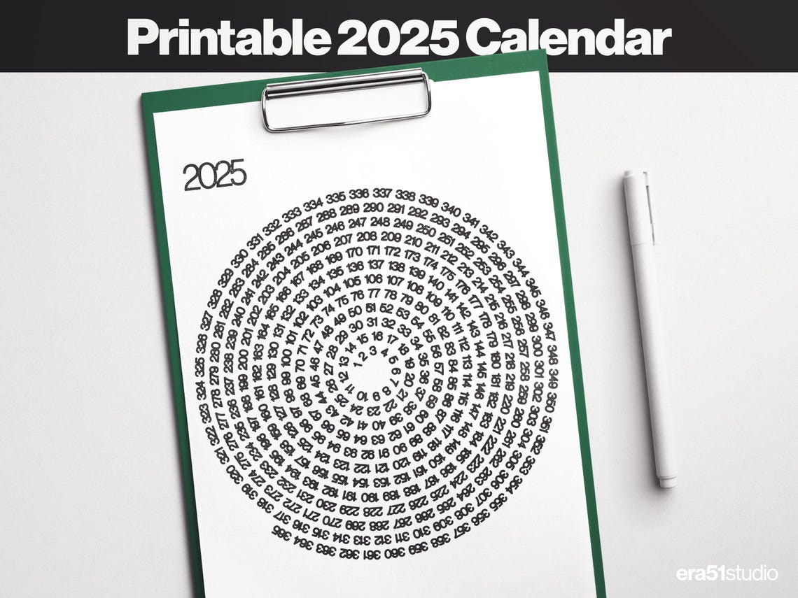 2025 Vintage Calendar Original Midcentury Modern Minimalist Spiral
