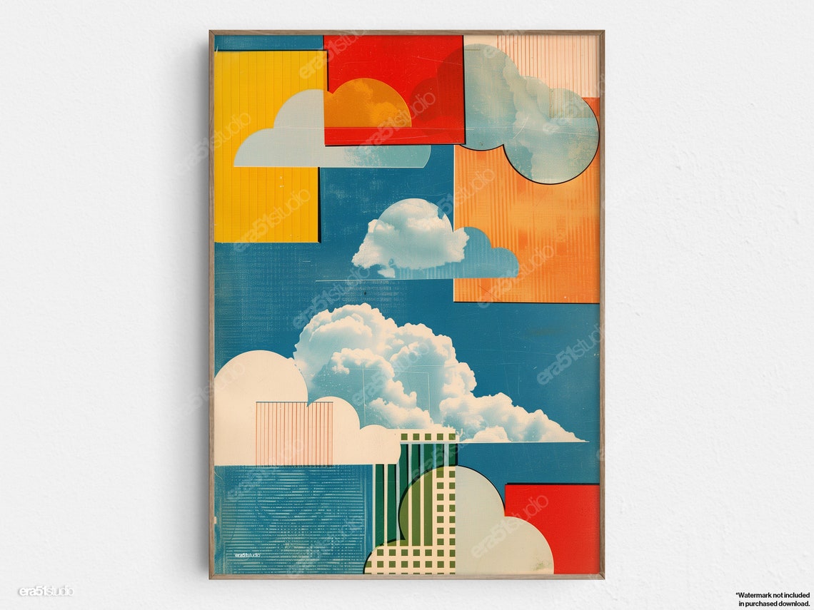 Abstract Cloud Composition Original Midcentury Modern Minimalist Wall Art