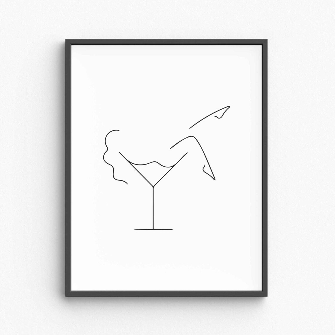 Martini Glass Legs Line Art Woman In Cocktail Glass Art Poster
