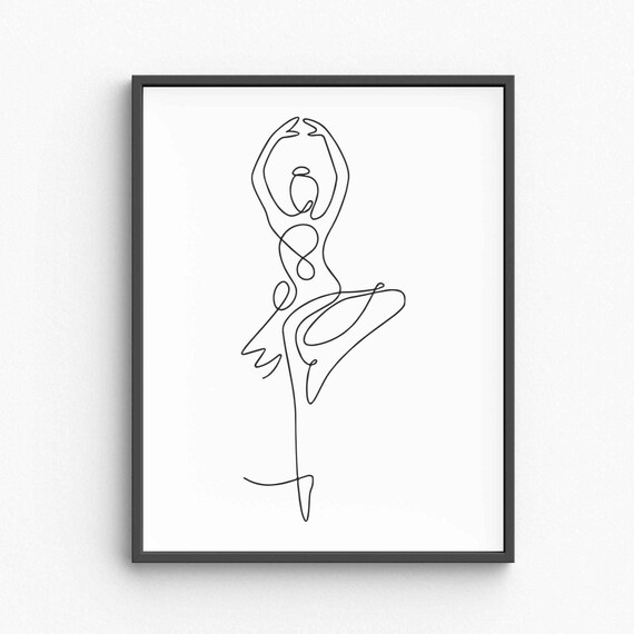Ballerina Attitude Pose Line Art Elegant Ballet Dancer Minimalist Poster