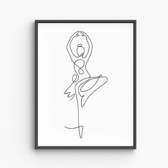 Minimalist Ballerina Line Art Graceful Ballet Dancer Sketch Elegant Movement Drawing Dance Wall Decor