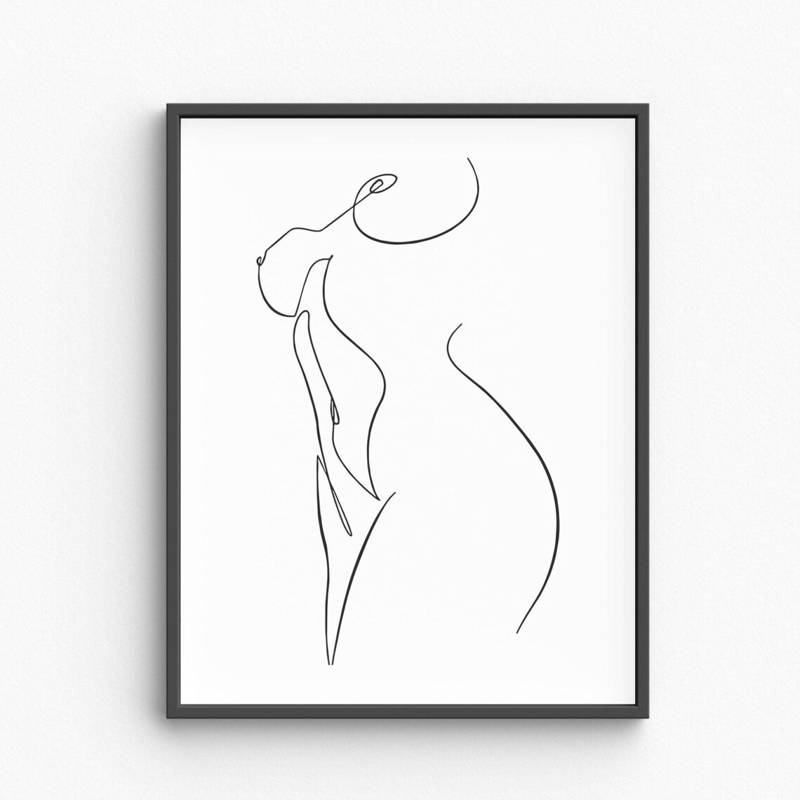 Elegant Nude Female Torso Minimalist Continuous Line Art Poster