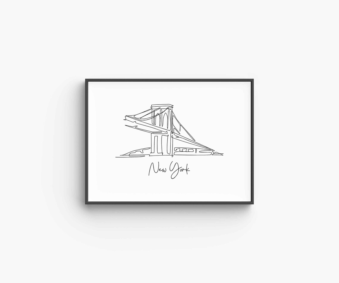 Brooklyn Bridge New York Line Art Minimalist USA Travel Poster - Image 6