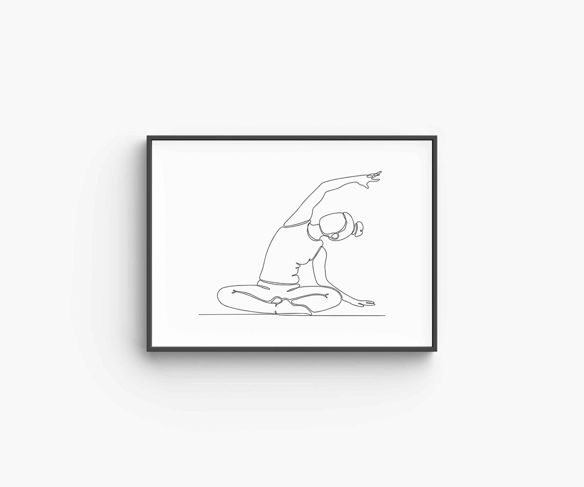 Woman Meditating Seated Stretch Line Art Yoga Wellness Poster - Image 6