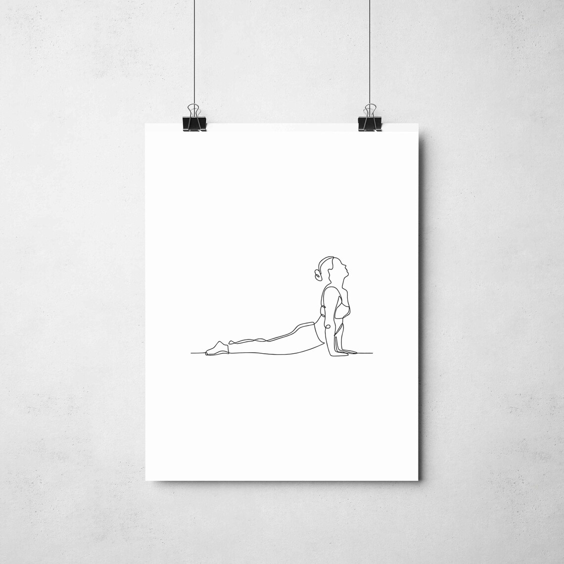 Woman Yoga Cobra Pose One Line Drawing Minimalist Fitness Art Poster - Image 2