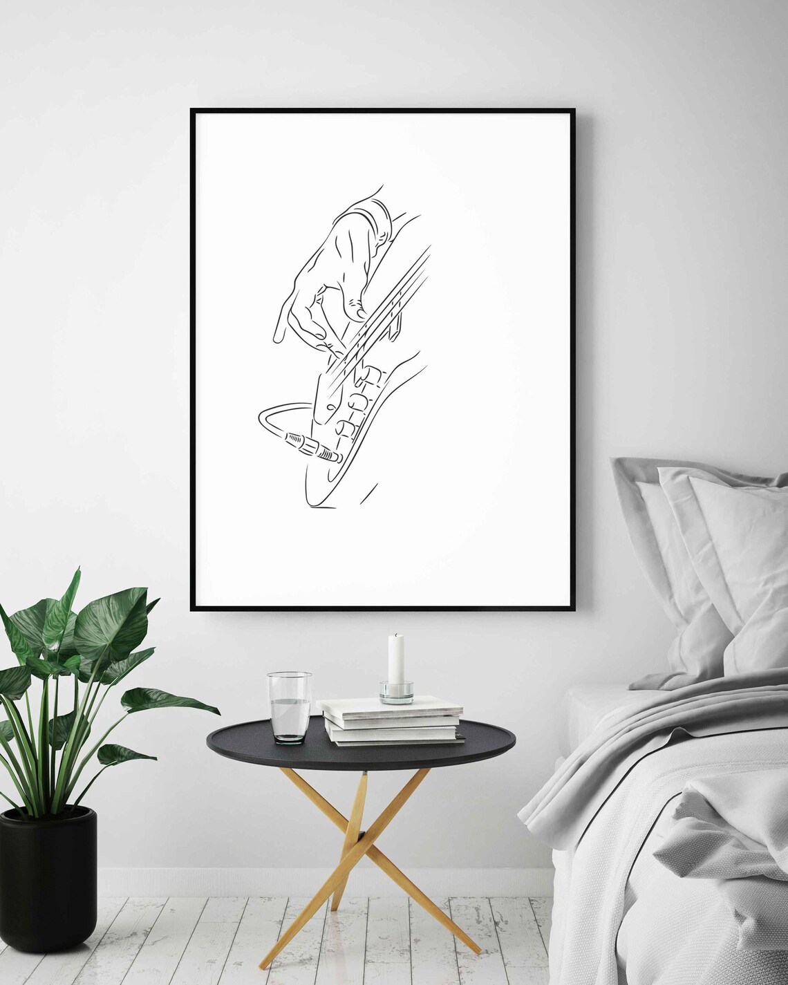Guitar Player Hands Line Art Musician Strumming Music Decor Poster - Image 5