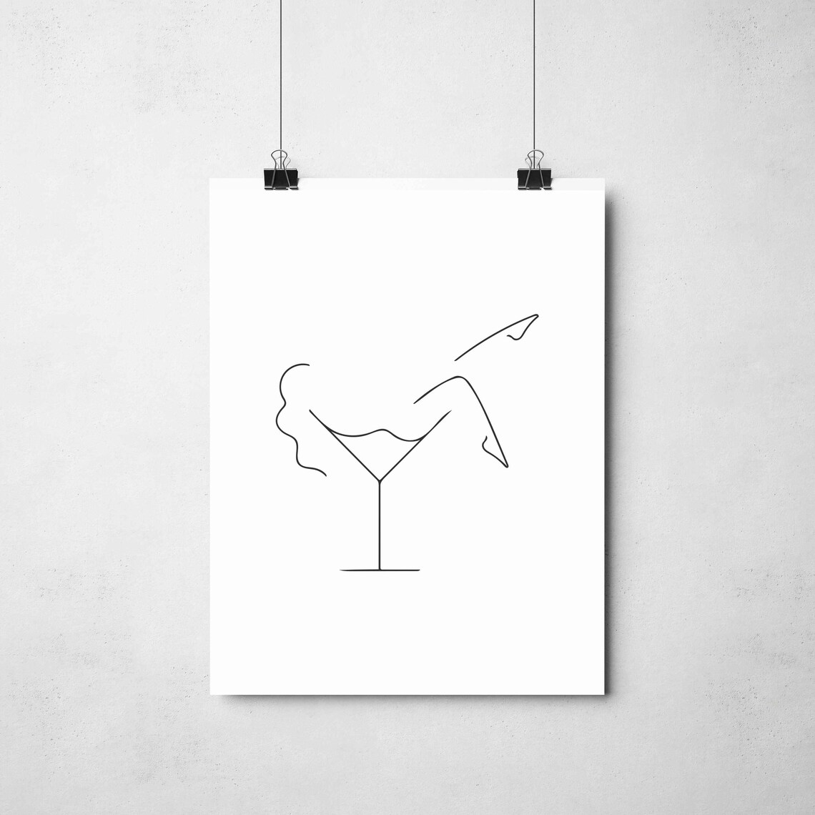 Martini Glass Legs Line Art Woman In Cocktail Glass Art Poster - Image 4