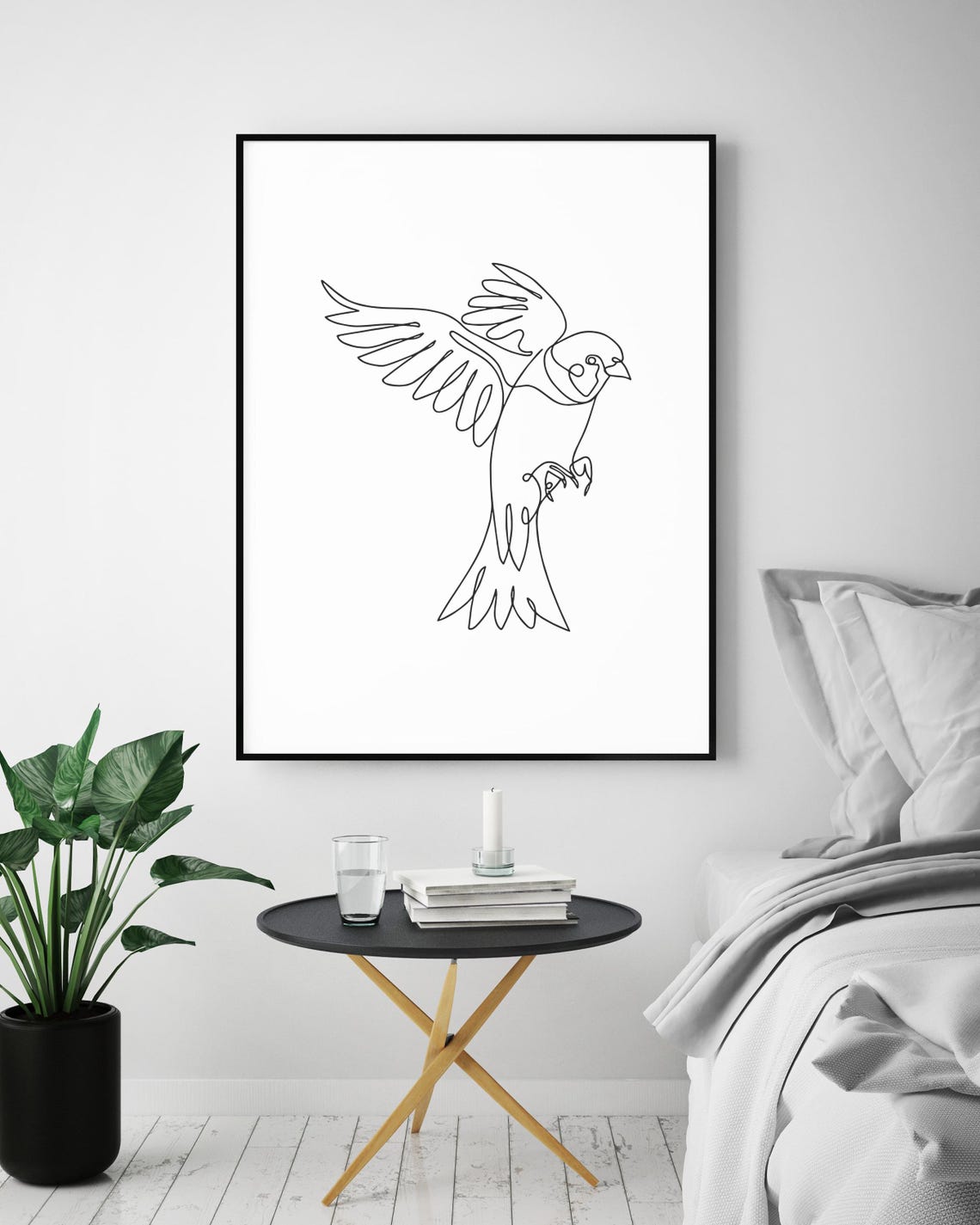 Songbird In Flight Continuous One Line Drawing Minimalist Poster - Image 5