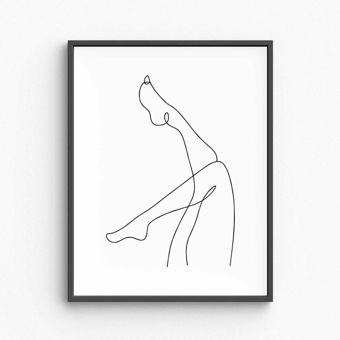 Elegant Woman Bare Leg Single Line Drawing Feminine Body Minimalist Decor Poster