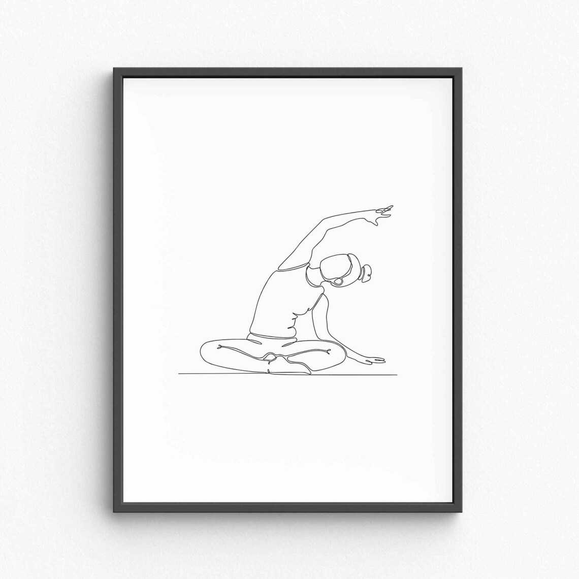 Woman Meditating Seated Stretch Line Art Yoga Wellness Poster
