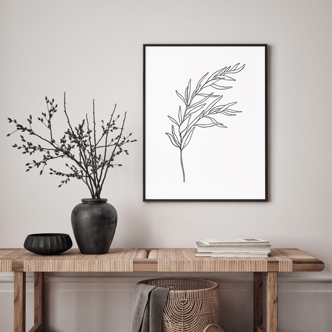 Leafy Branch Line Art Minimalist Botanical Sketch Drawing Poster - Image 4