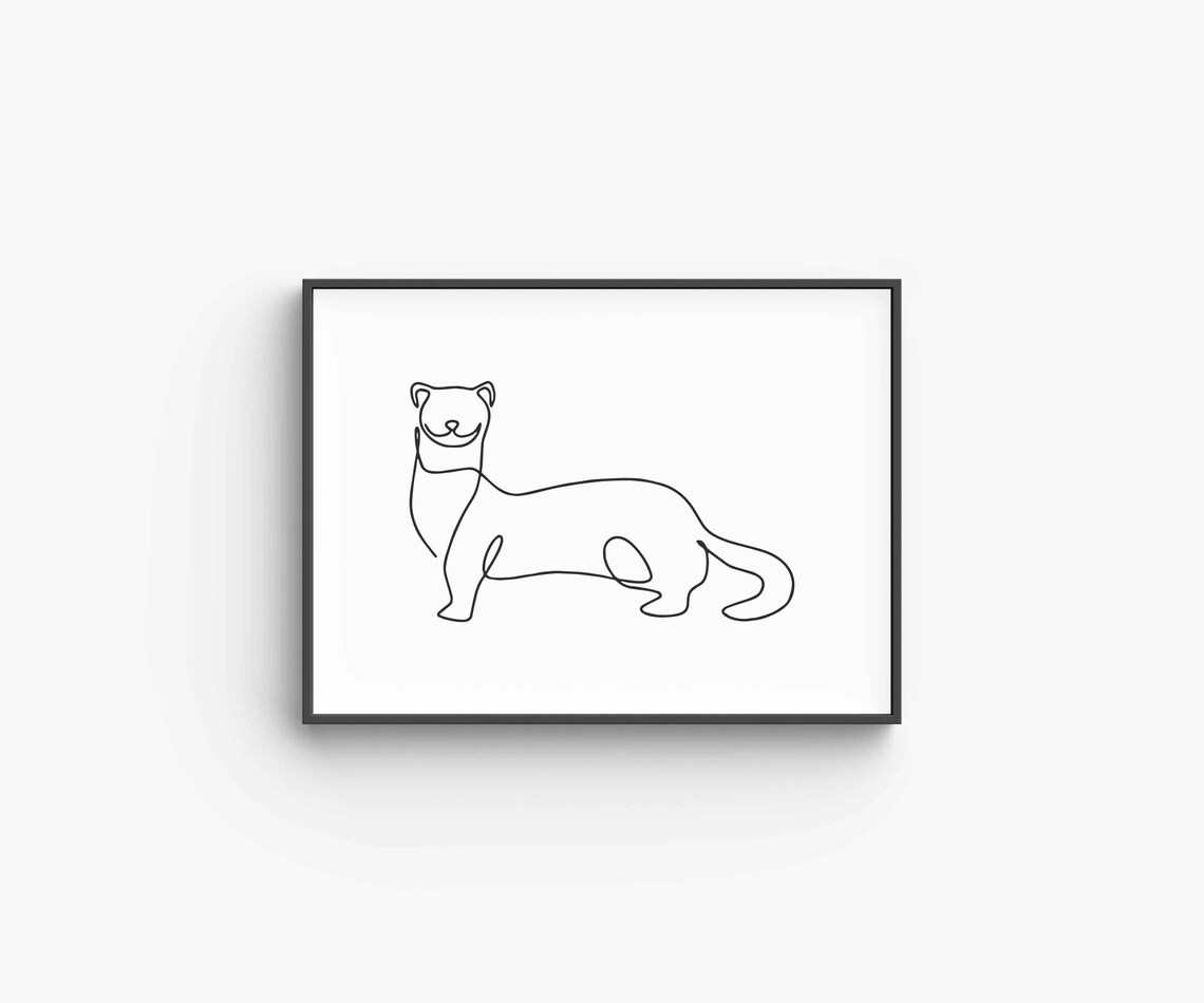 Ferret Weasel Line Art Drawing Minimalist Woodland Animal Poster - Image 6